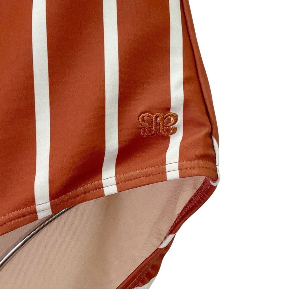 Albion Icon Wave Swimsuit One Shoulder Sydney Stripe Rust One Piece Size Large - Picture 11 of 16